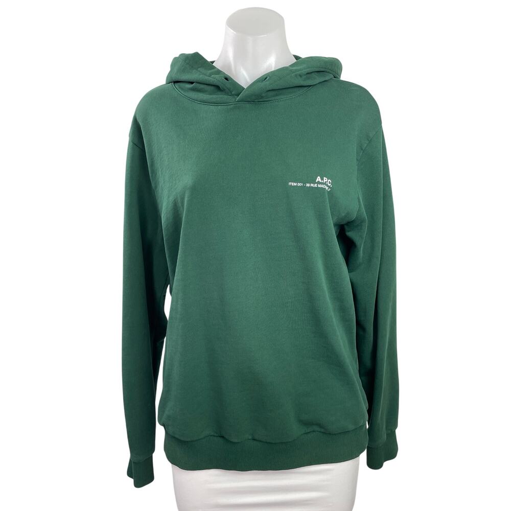 A.P.C Womens Green Long Sleeve Hoodie Hooded Pullover Sweater Sweatshirt Top M